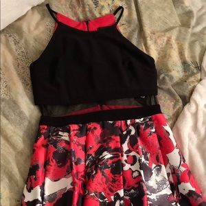 Overlay Bodice Printed Gown